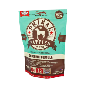 Primal Raw Frozen Patties Chicken Formula 6lbs for Dogs