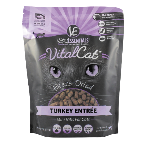 Vital Essentials Turkey Mini Nibs Freeze-Dried Grain Free Cat Food