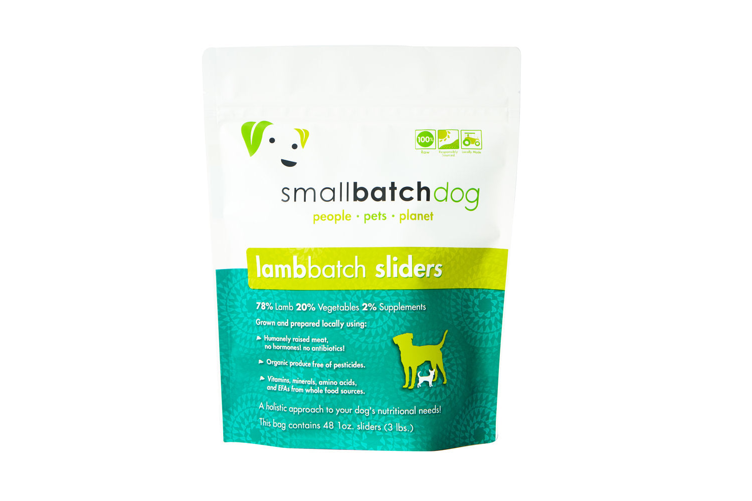 SmallBatch Raw Frozen Lamb Sliders for Dogs 3lbs