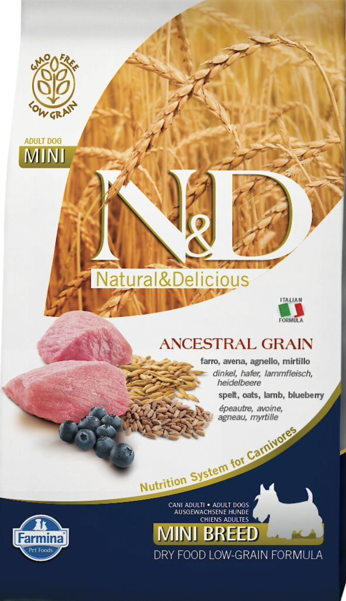 Farmina N&D Ancestral Grain Lamb & Blueberry Mini Breed Dry Dog Food
