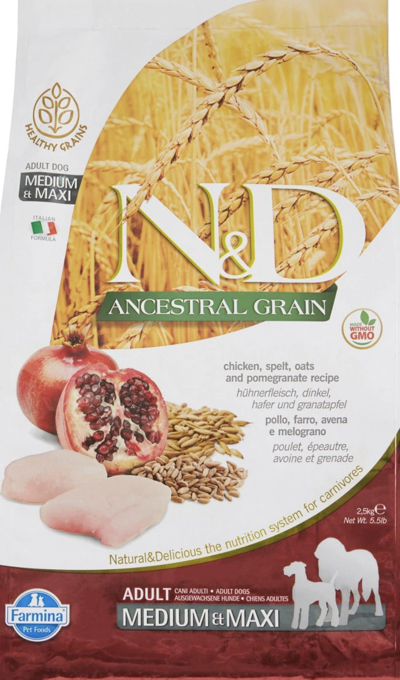 Farmina N&D Ancestral Grain Chicken & Pomegranate Medium Maxi