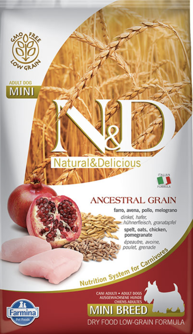 Farmina N&D Ancestral Grain Chicken & Pomegranate Mini Breed Dry Dog Food