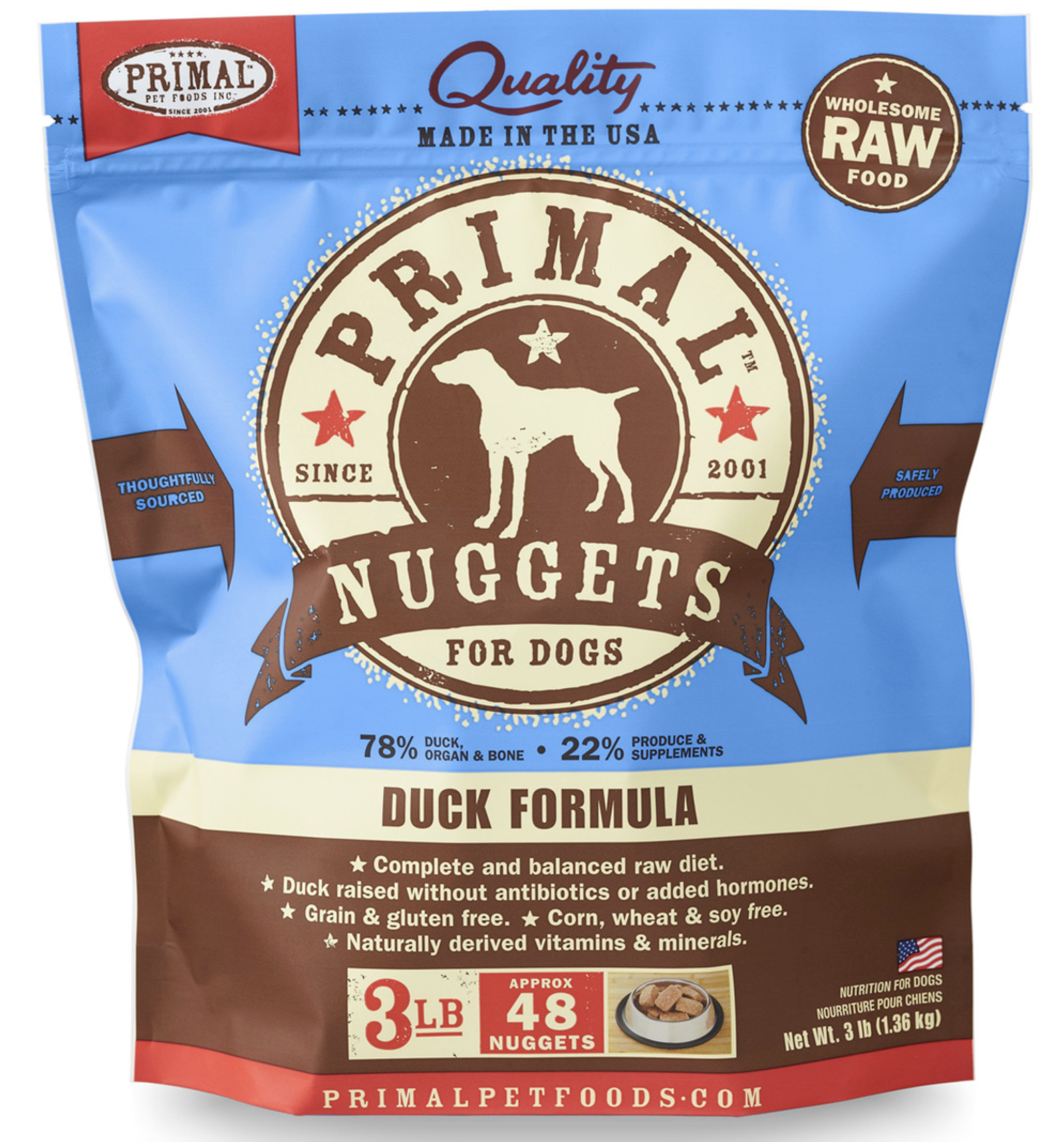 Primal Raw Frozen Canine Nuggets Duck Formula Dog Food