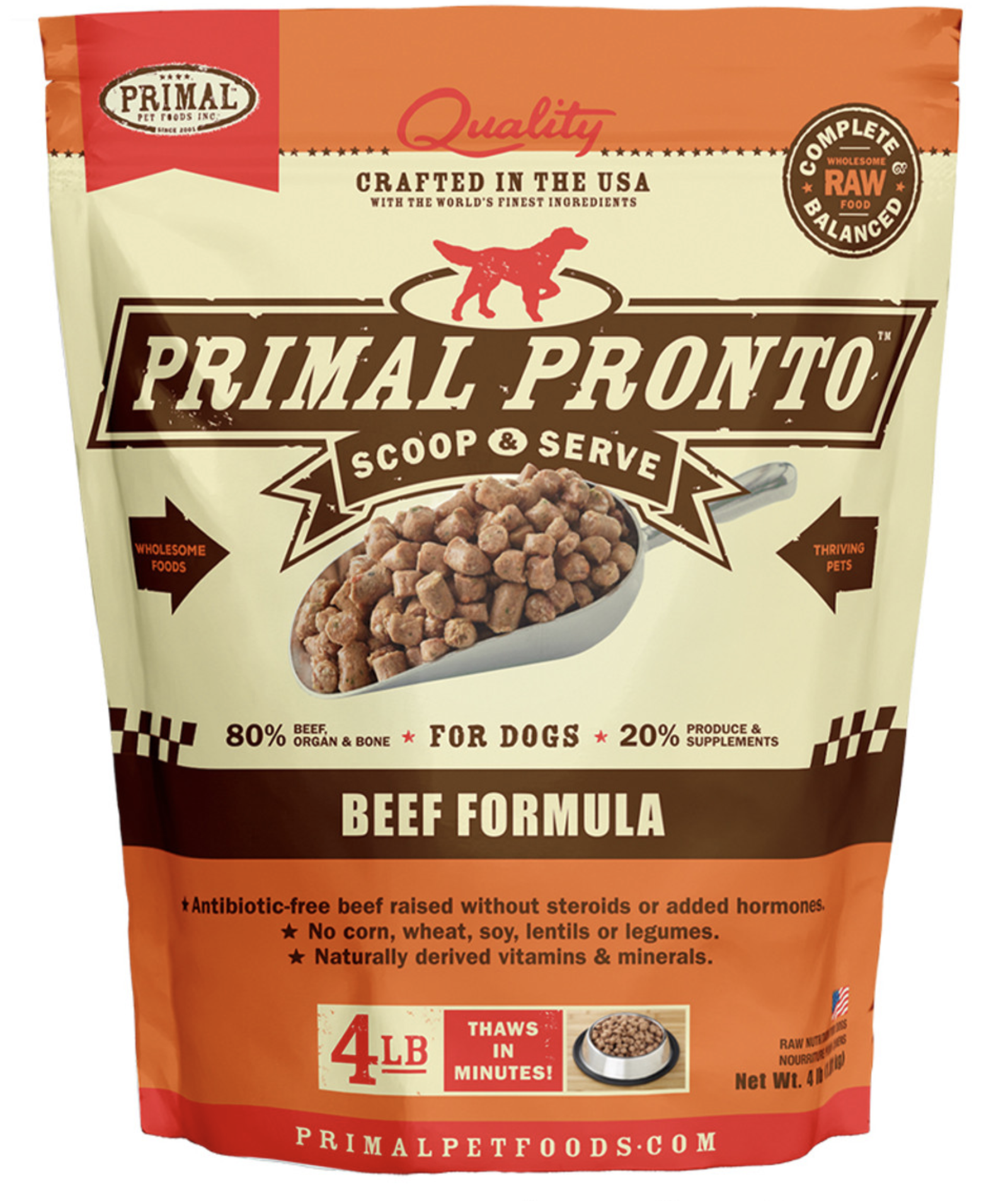 Primal Pronto Raw Frozen Canine Beef Formula Dog Food