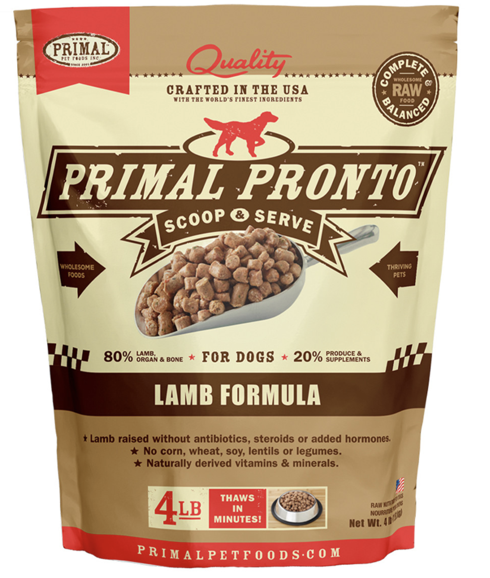 Primal Pronto Raw Frozen Canine Lamb Formula Dog Food