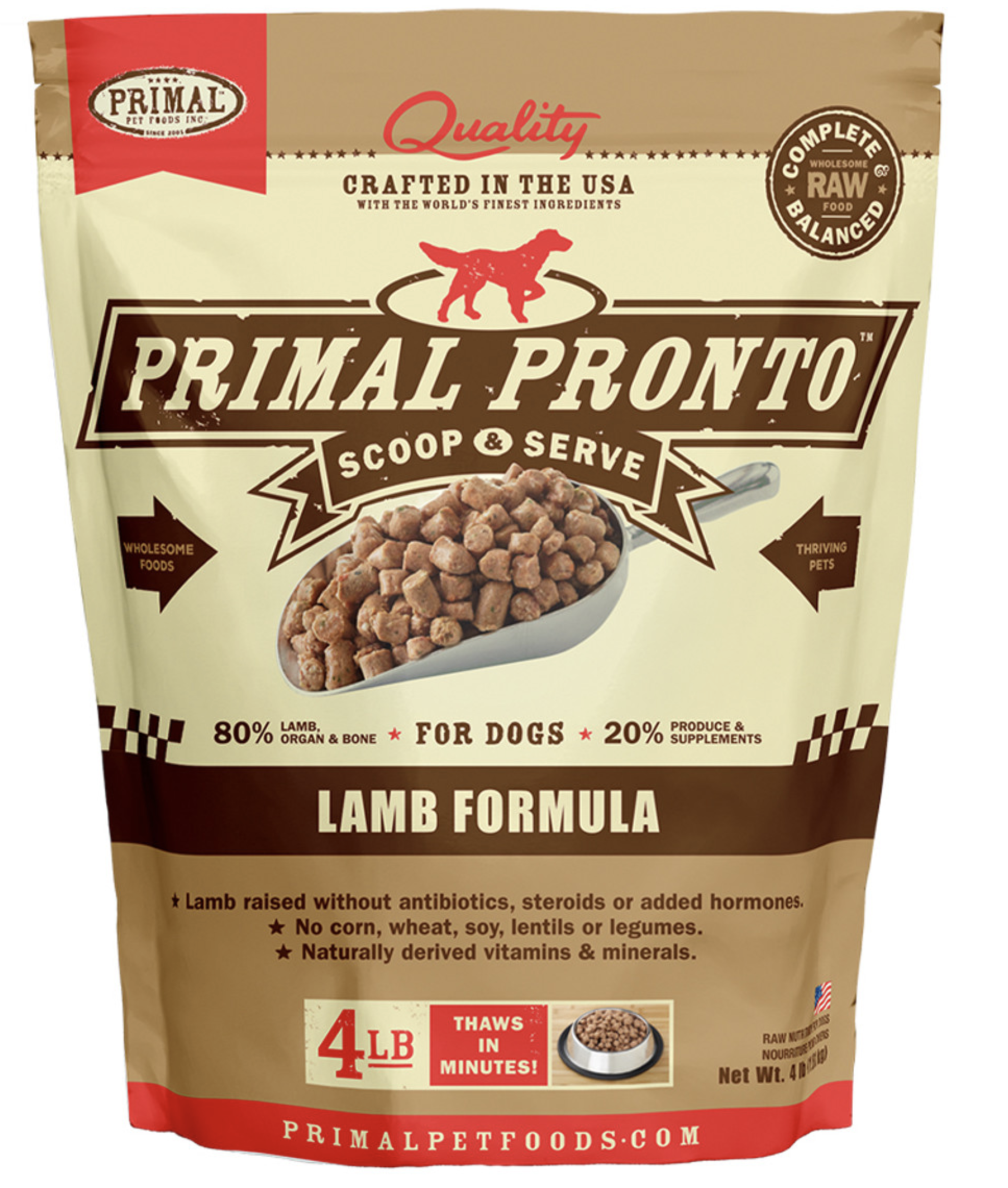 Primal Pronto Raw Frozen Canine Lamb Formula Dog Food