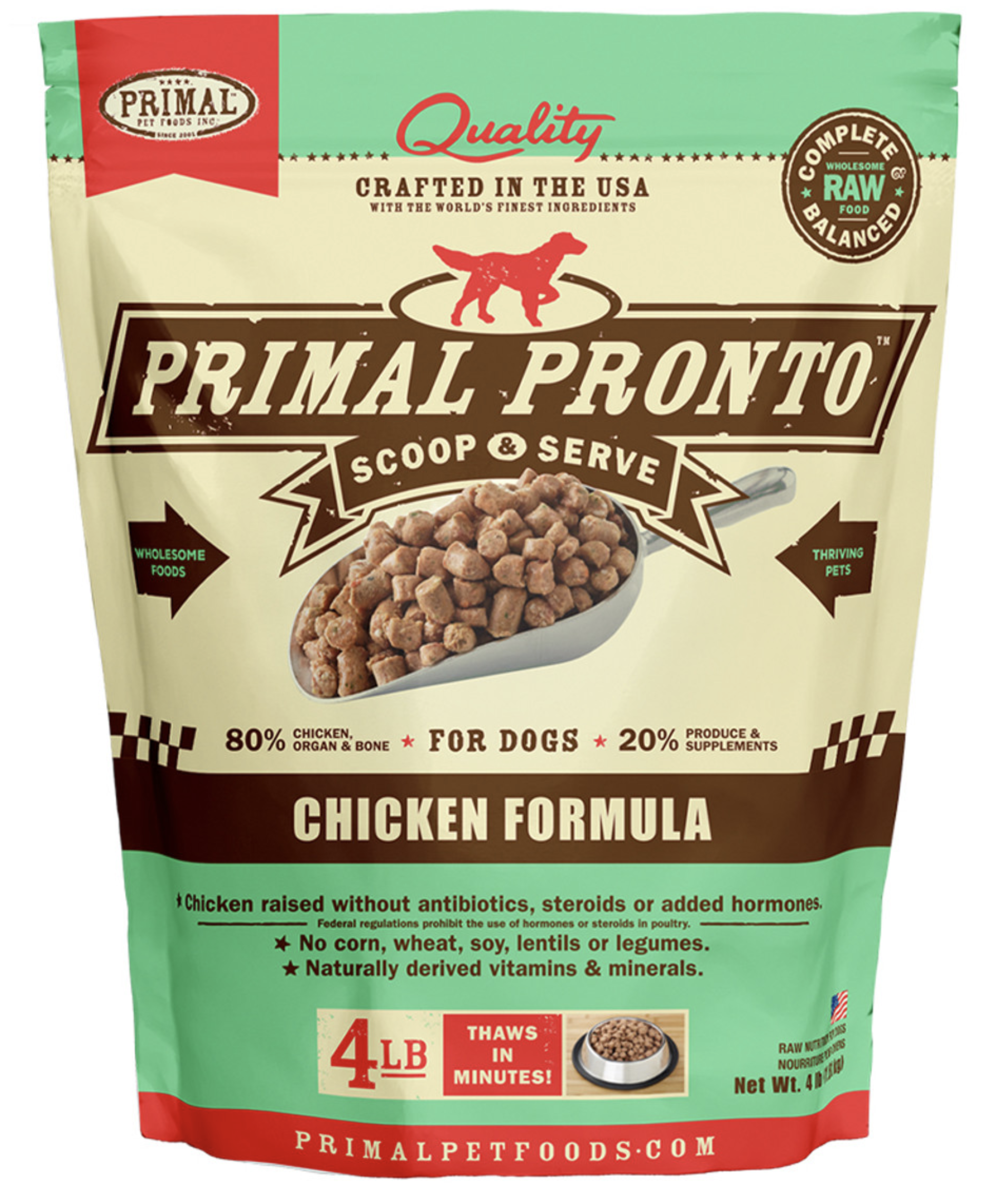 Primal Pronto Raw Frozen Canine Chicken Formula Dog Food