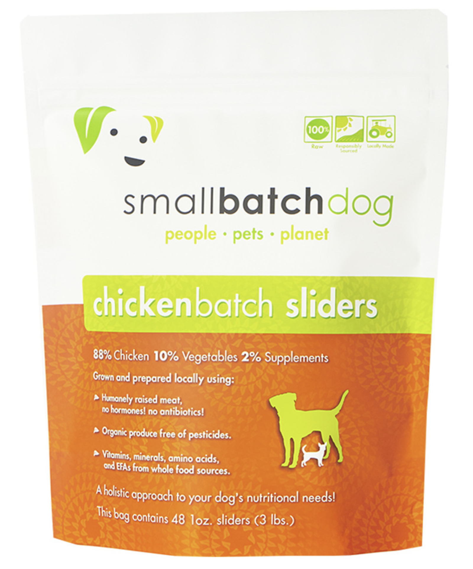 Smallbatch Chickenbatch Sliders Raw Frozen Dog Food