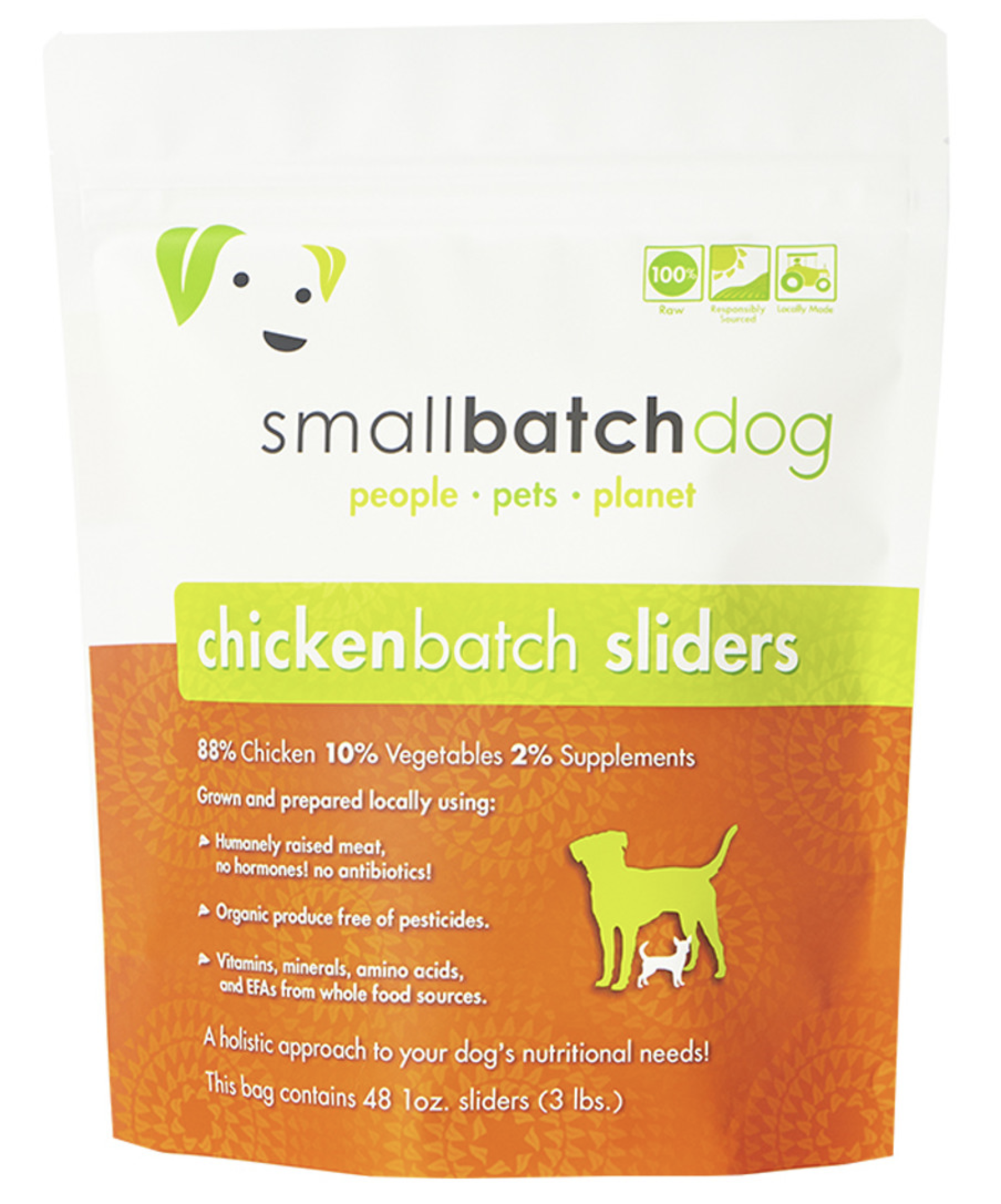Smallbatch Chickenbatch Sliders Raw Frozen Dog Food