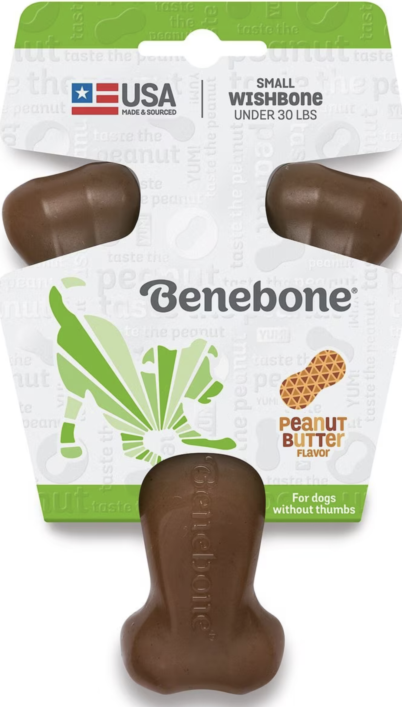 Benebone Peanut Butter Flavor Wishbone Tough Dog Chew Toy