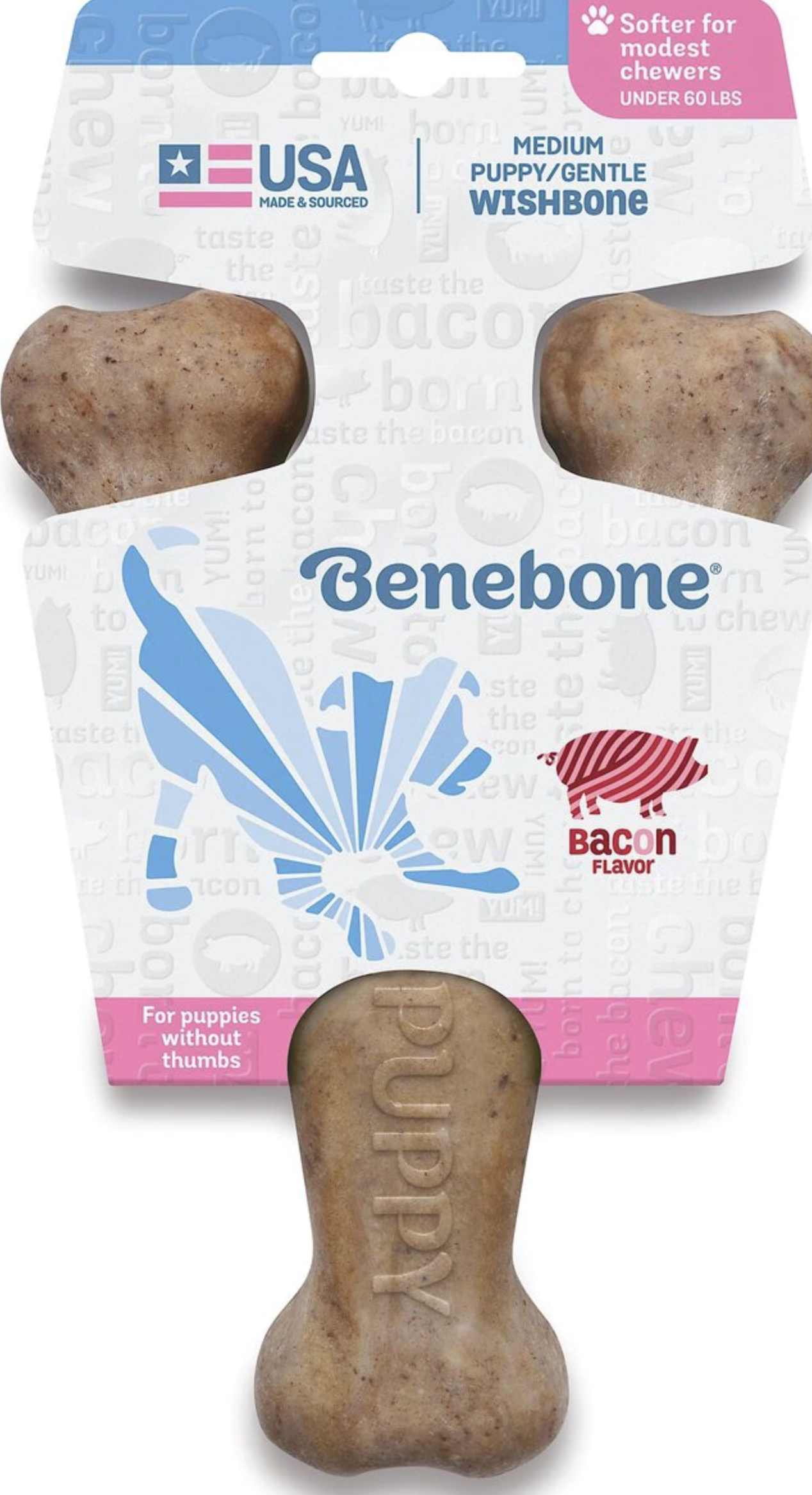 Benebone Wishbone Bacon Flavor Chew Puppy Toy