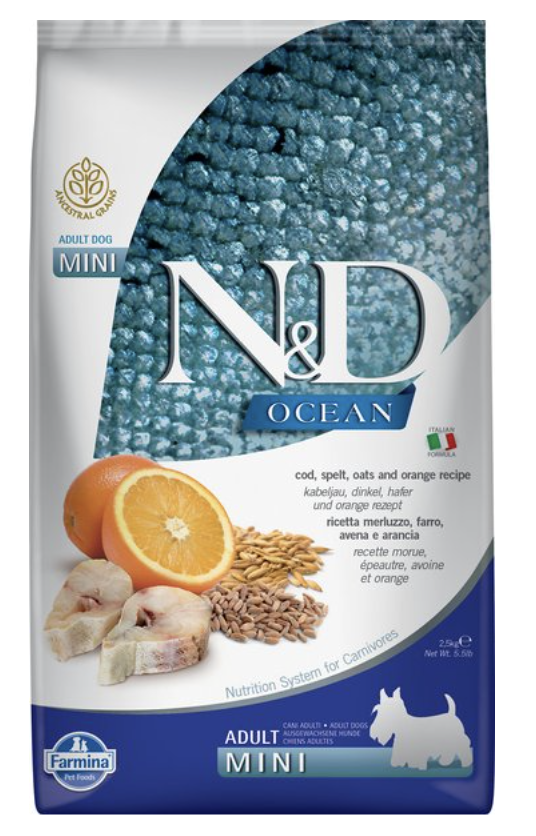 Farmina N&D Ocean Codfish & Orange Ancestral Grain Mini Adult Dry Dog Food