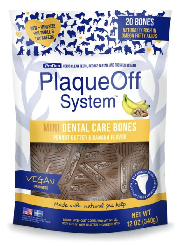 ProDen Plaque Off System Mini Dental Care Bones Peanut Butter & Banana for Dogs