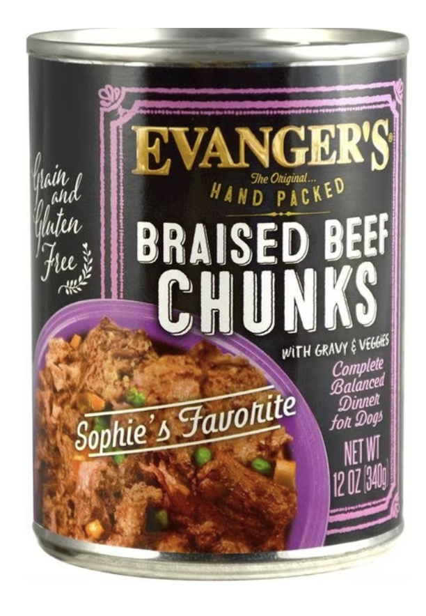 Evanger's Hand Packed Braised Beef Chunks with Gravy Canned Dog Food