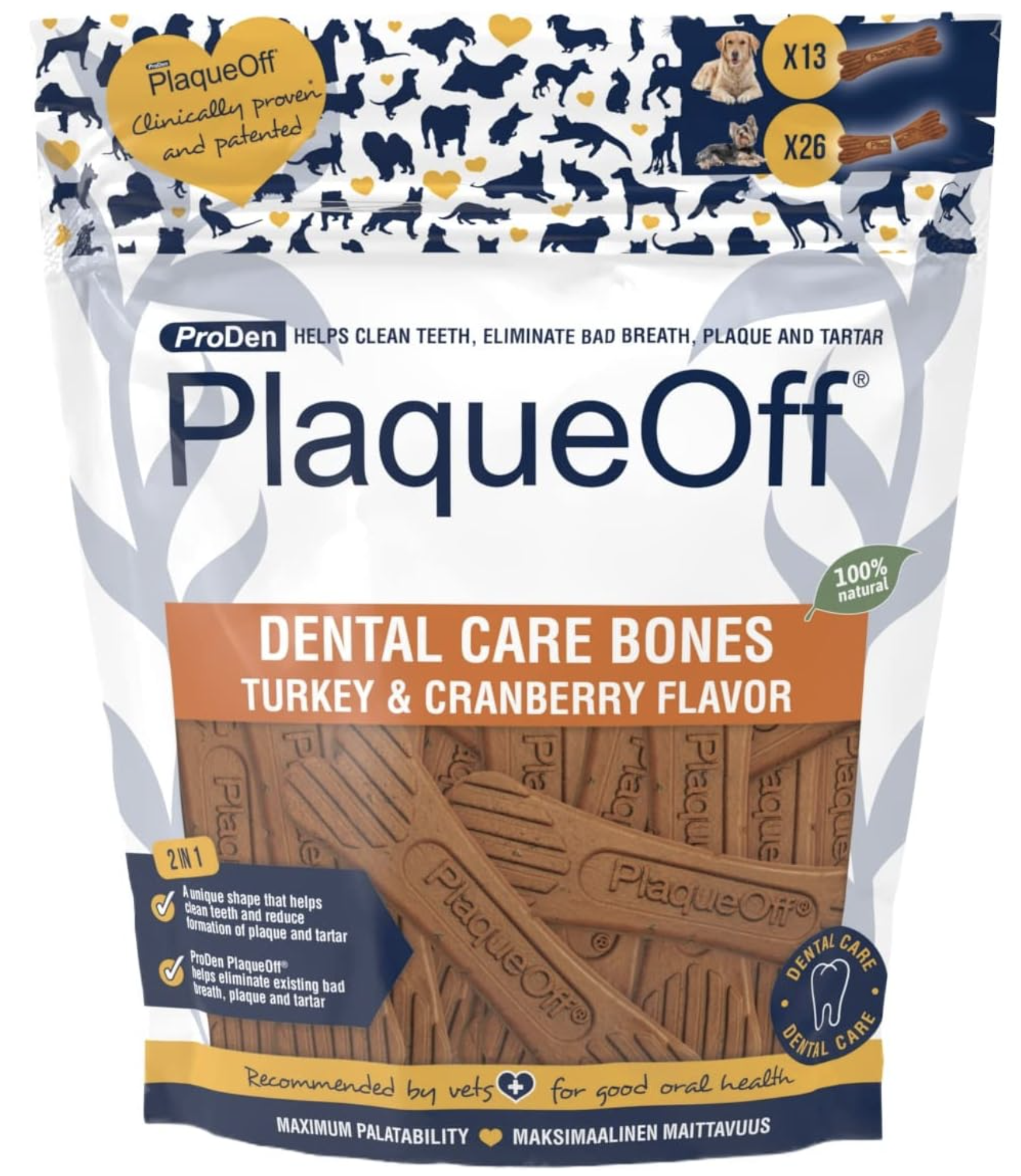 ProDen Plaque Off Turkey & Cranberry Dental Care Bones
