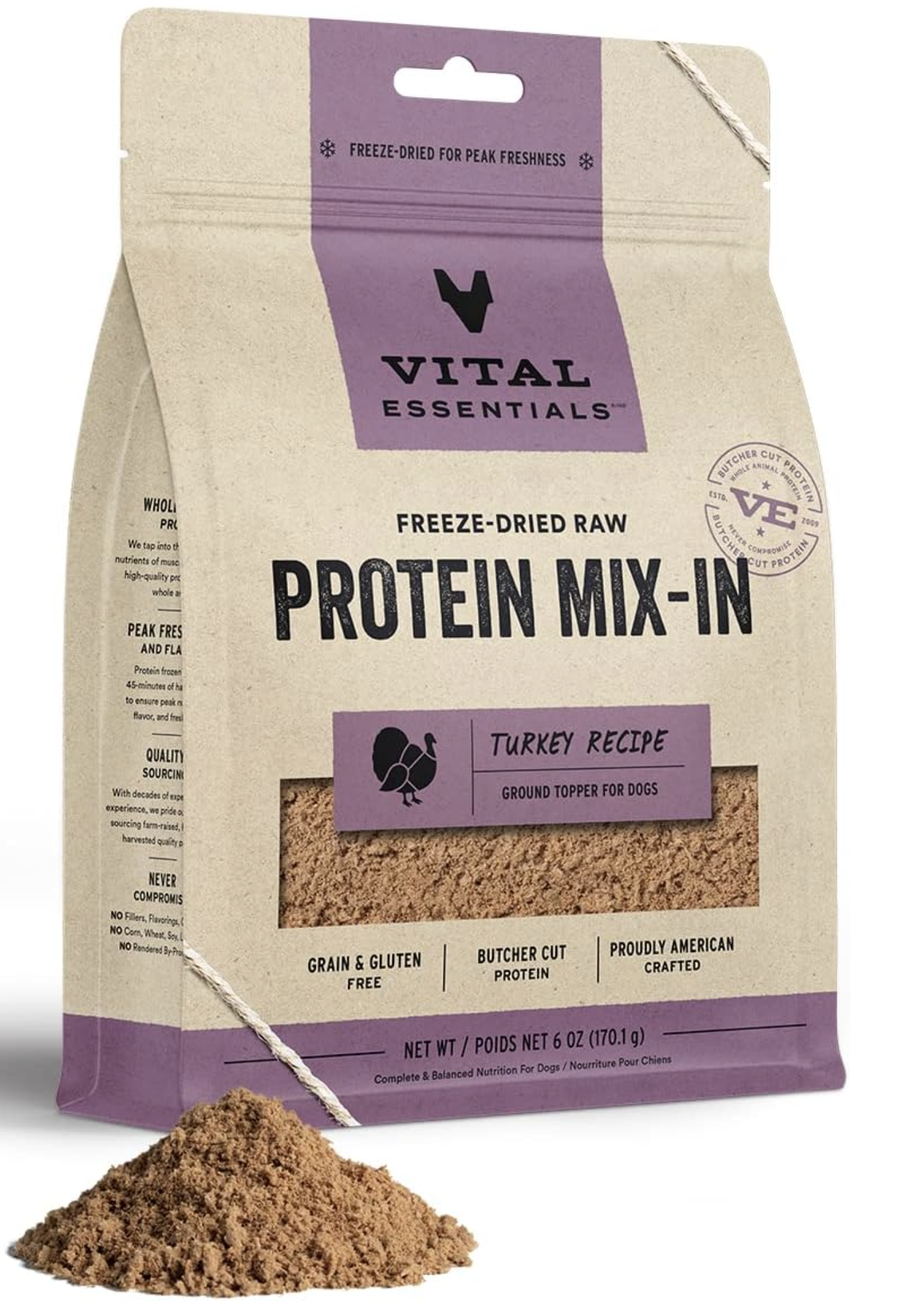Vital Essentials Raw Freeze-Dried Ground Turkey Topper