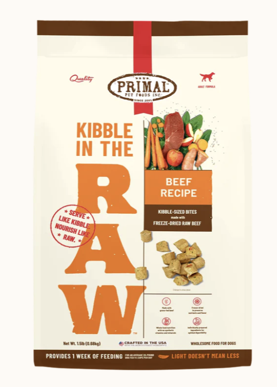 Primal Kibble in the Raw Beef Dog Food