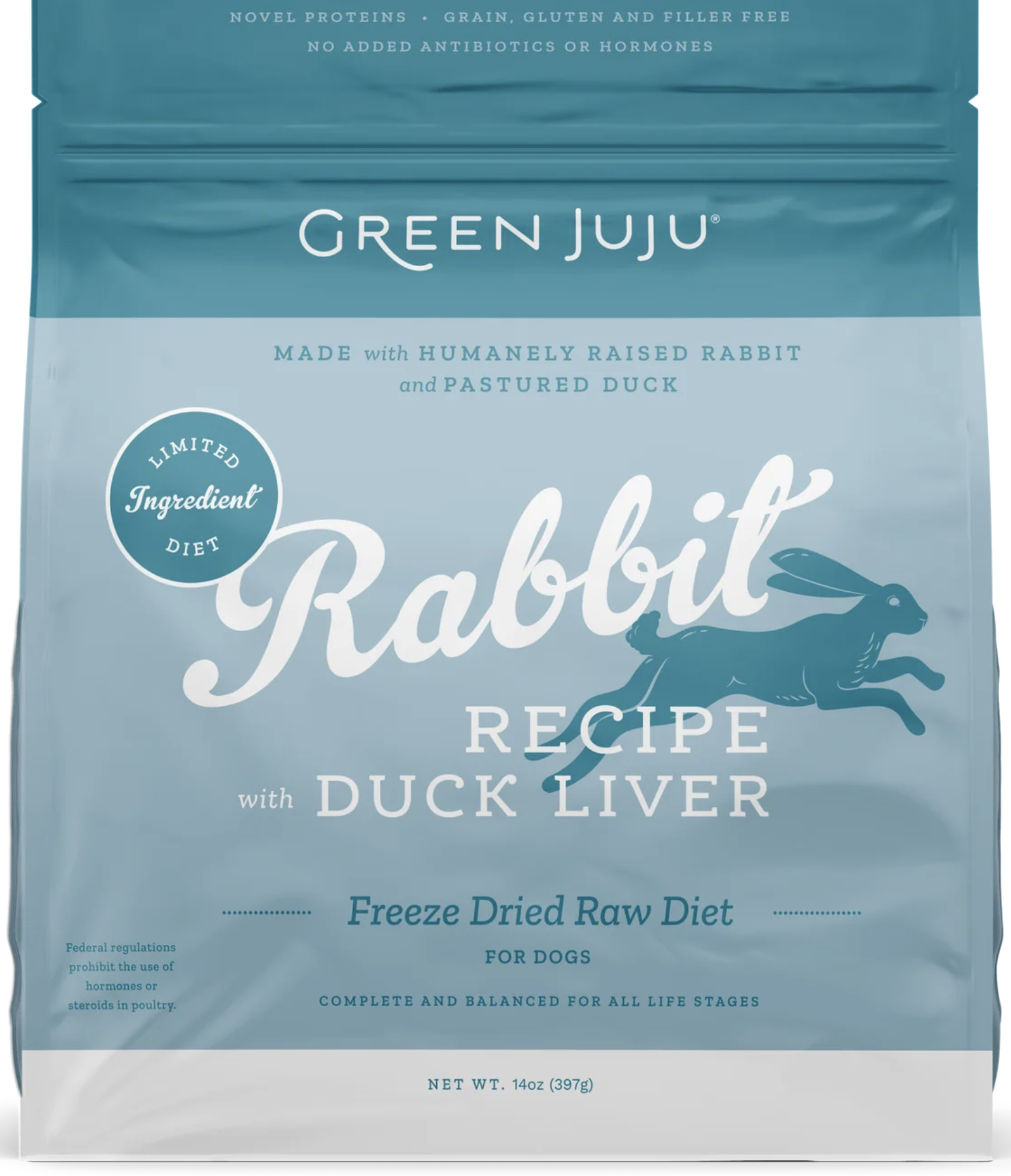 Green Juju Freeze-Dried Rabbit Recipe with Duck Liver for Dogs