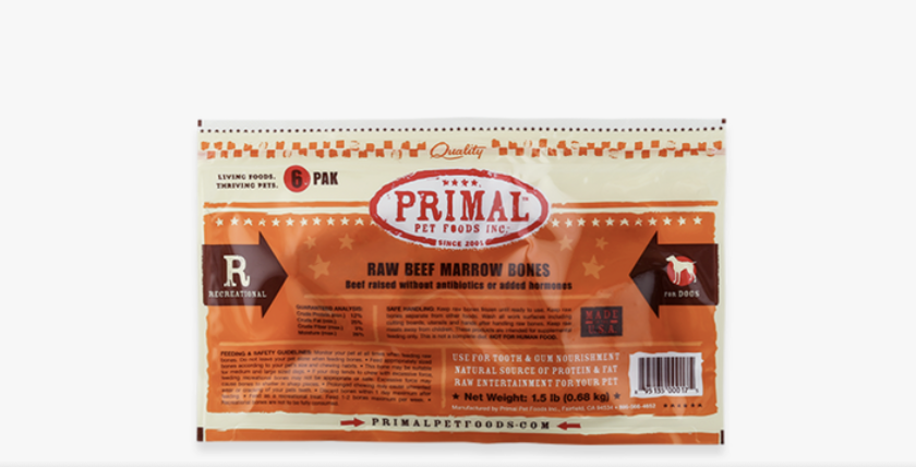 Primal Frozen Beef Marrow Bones 6pk