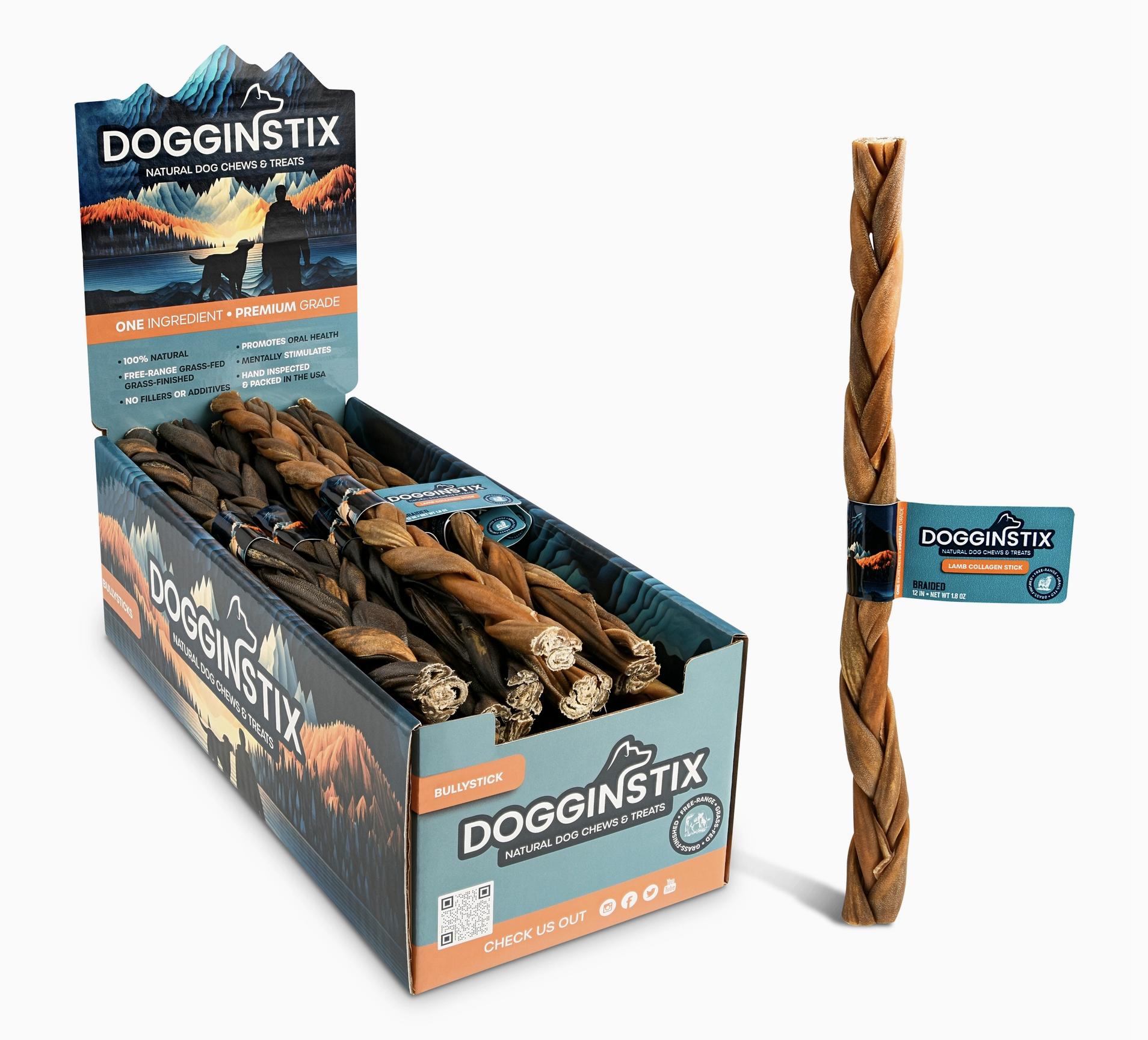 DogginStix Braided Lamb Collagen Sticks