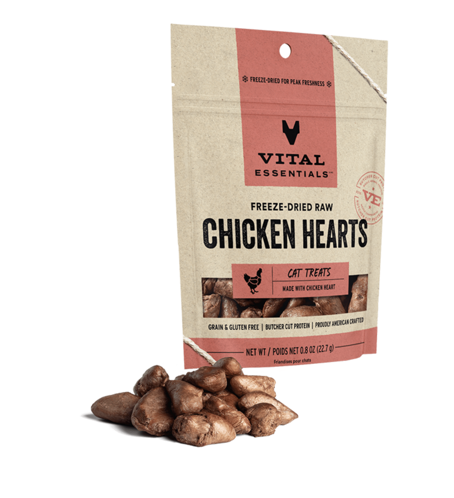 Vital Essentials Chicken Hearts Freeze-Dried Raw Cat Treats