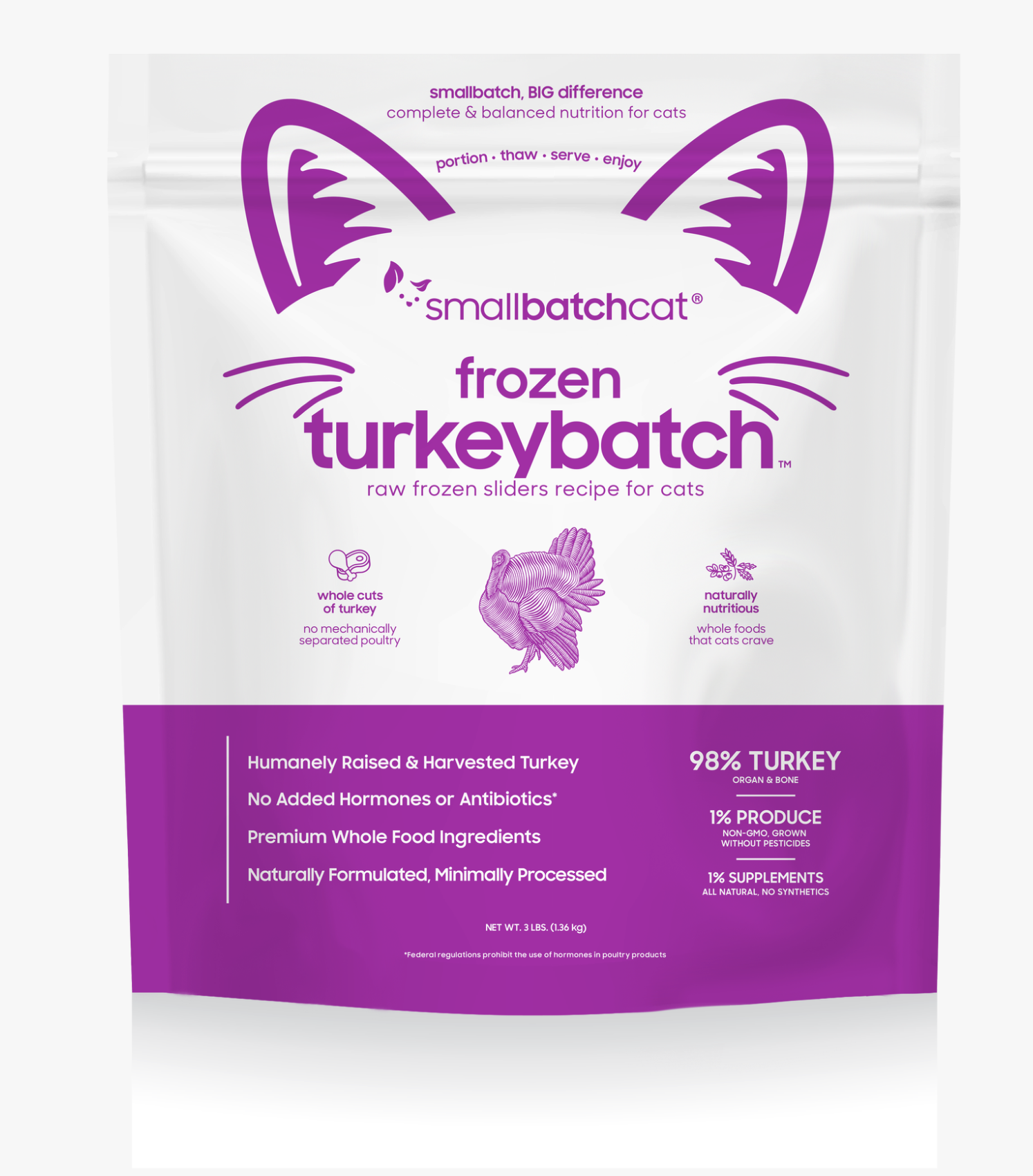 Smallbatch Raw Frozen Turkey Sliders Cat Food
