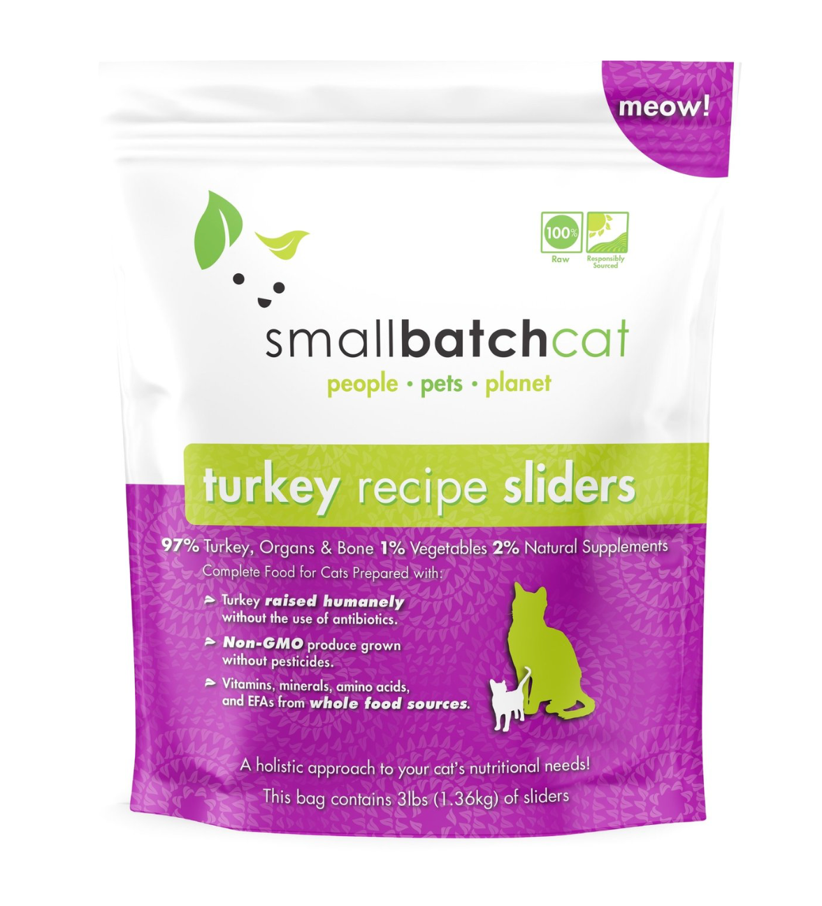 Smallbatch Frozen Turkey Sliders Cat Food 3lb