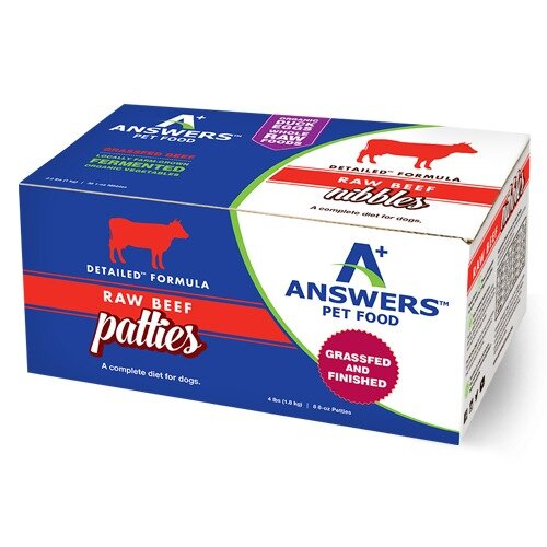 Answers Detailed Beef Formula 8z Patties Raw Frozen Dog Food 4lbs