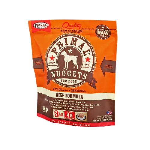 Primal Raw Frozen Nuggets Beef Formula 3lbs for Dogs