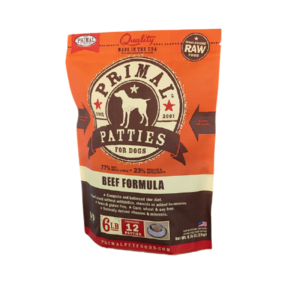 Primal Raw Frozen Patties Beef Formula 6lbs for Dogs