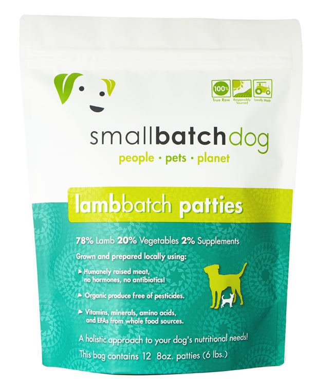 SmallBatch Raw Frozen Lamb Patties for Dogs 6lbs Pet Foodie LA