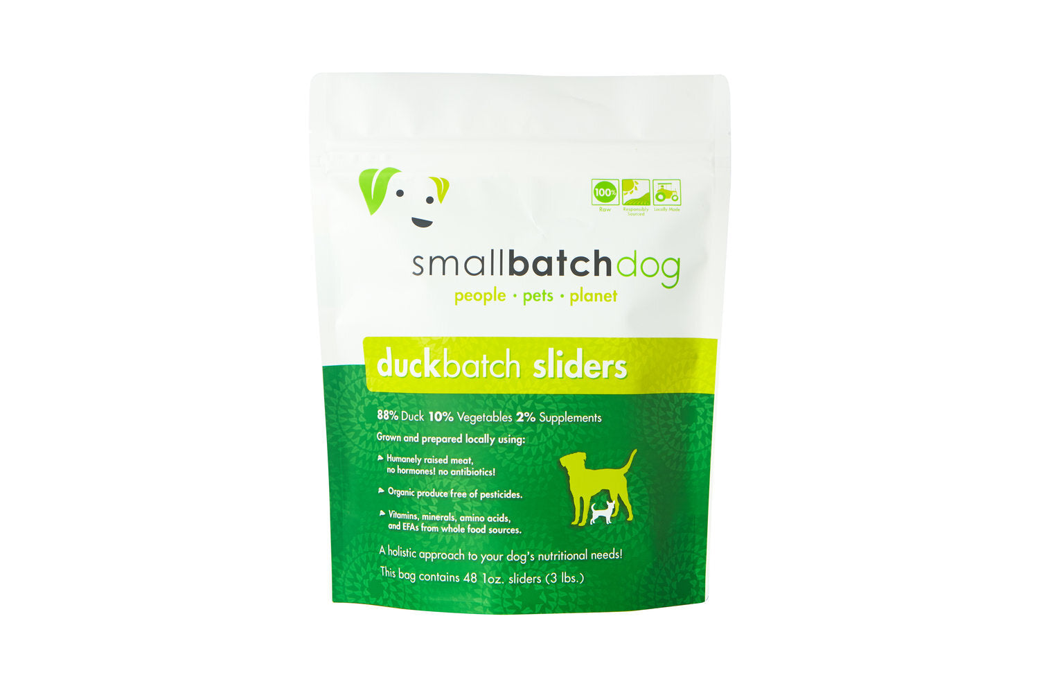 SmallBatch Raw Frozen Duck Sliders for Dogs 3lbs
