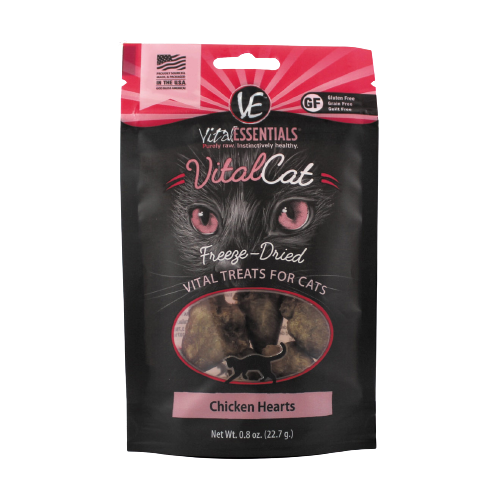 Vital Essentials Chicken Hearts Freeze-Dried Grain Free Cat Treats
