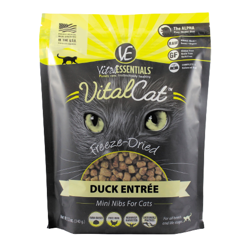 Vital Essentials Duck Mini Nibs Freeze-Dried Grain Free Cat Food