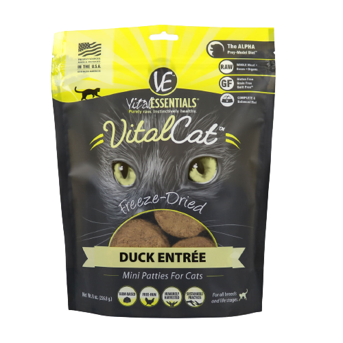 Vital Essentials Duck Mini Patties Freeze-Dried Grain Free Cat Food