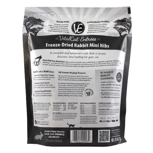 Vital Essentials Rabbit Mini Nibs Freeze-Dried Grain Free Cat Food