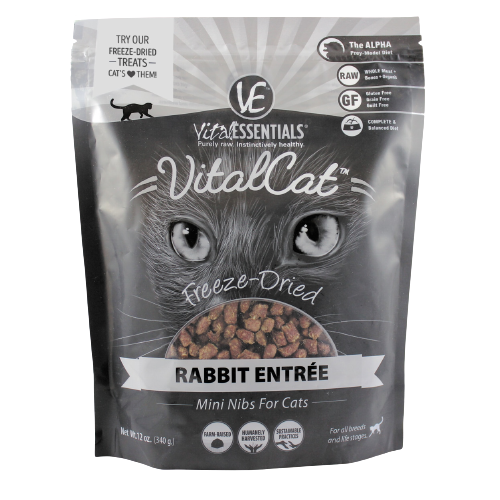 Vital Essentials Rabbit Mini Nibs Freeze-Dried Grain Free Cat Food