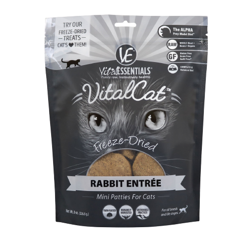 Vital Essentials Rabbit Mini Patties Freeze Dried Grain Free Cat