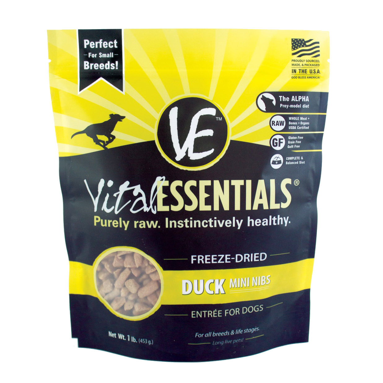 Vital Essentials Duck Mini Nibs Freeze-Dried Grain Free Dog Food